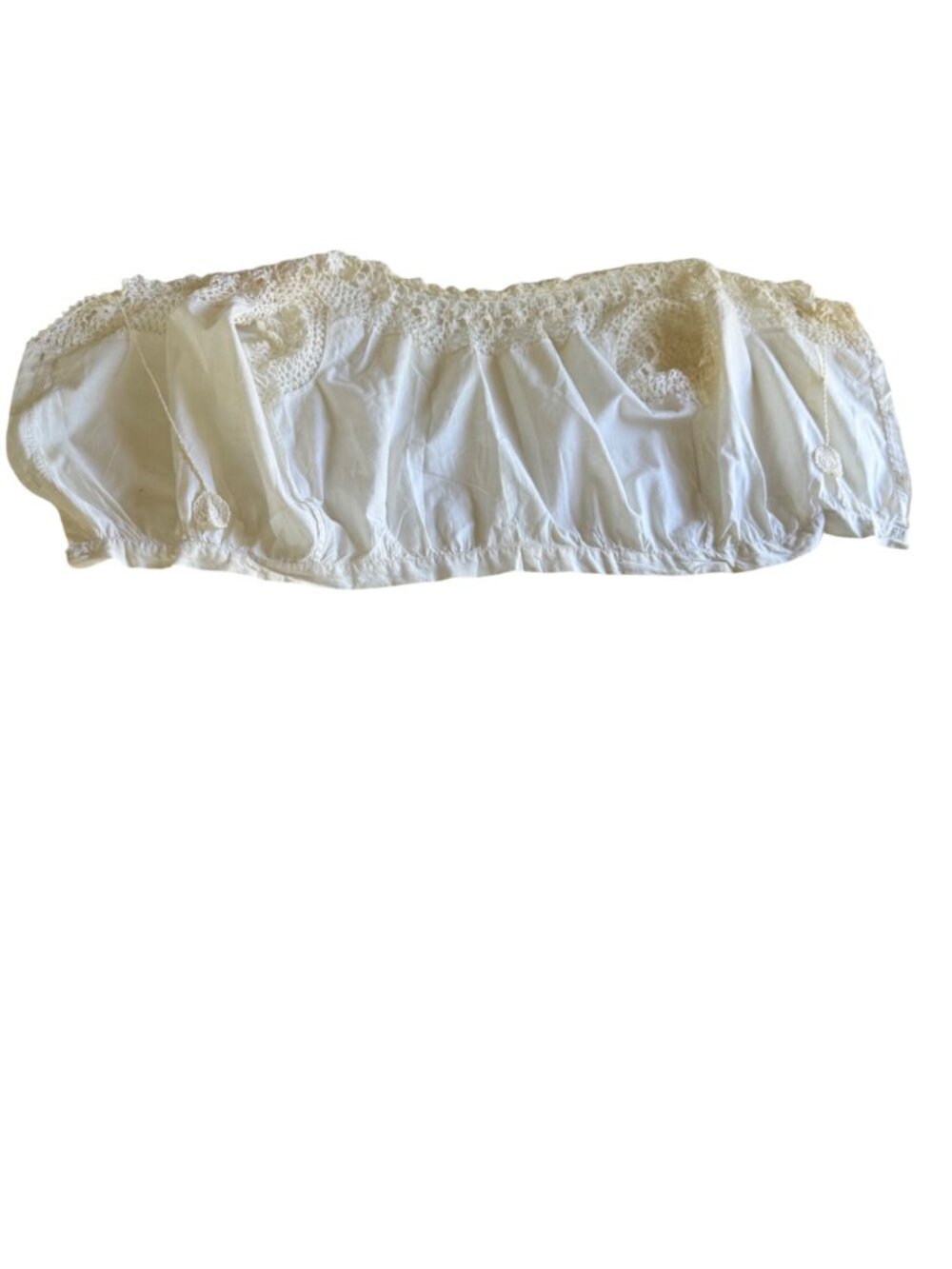 Antique Edwardian Corset Cover Camisole M Cream Crochet Yoke Lace Peasant Blouse - Picture 14 of 15